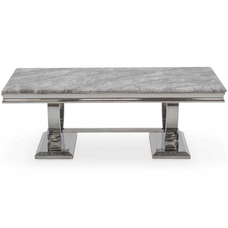 Marble effect coffee table stainless steel legs Size: W120cm x D80 x H76