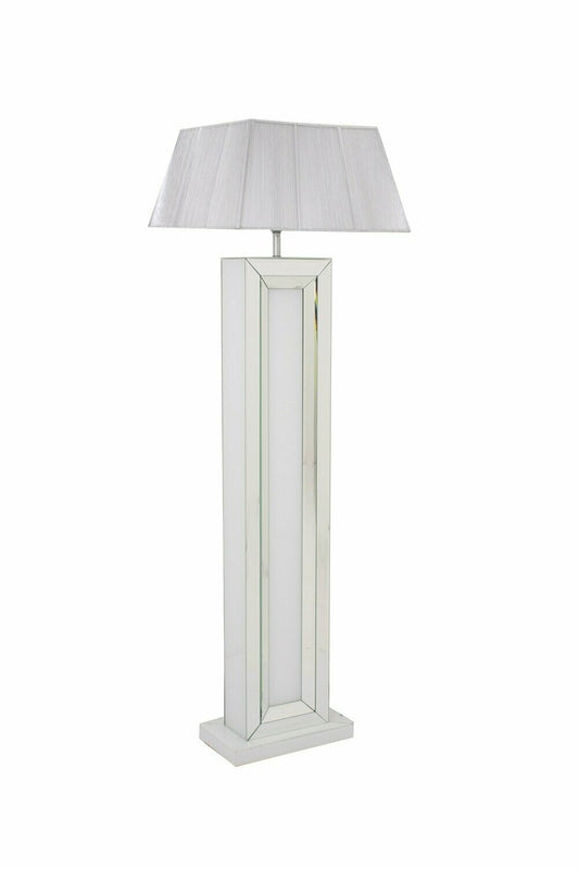 Mirrored glass white floor lamp