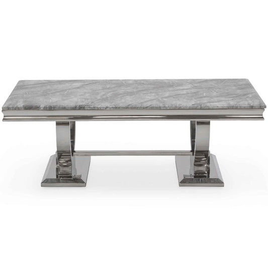 Marble effect coffee table stainless steel legs Size: W120cm x D80 x H76