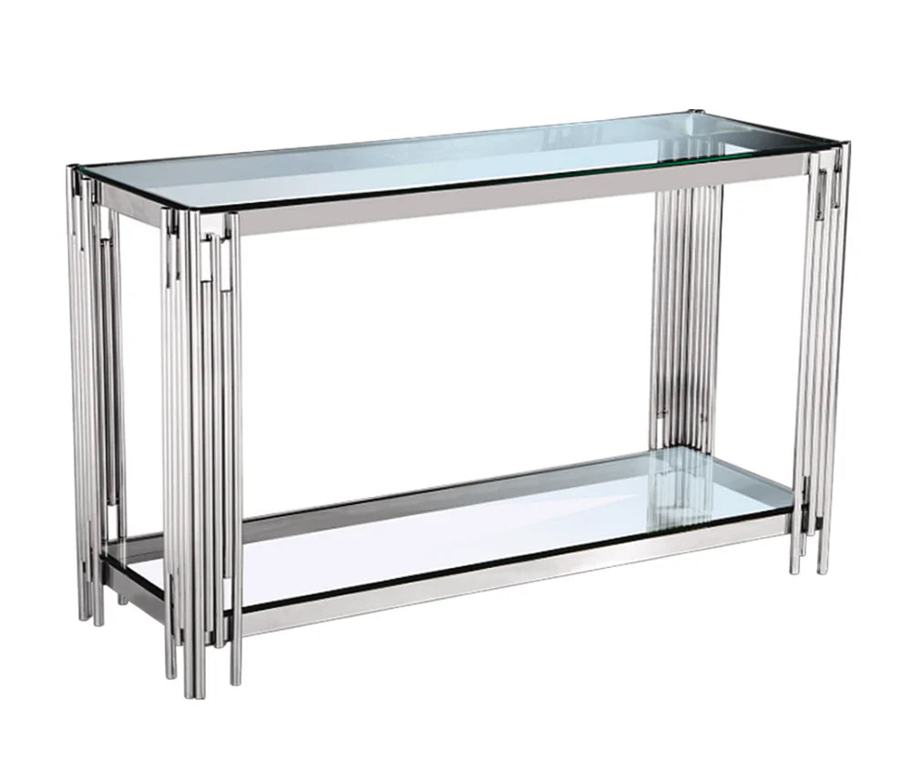 Stainless steel glass console table