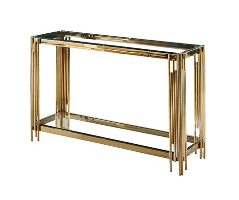 Stainless steel gold console table