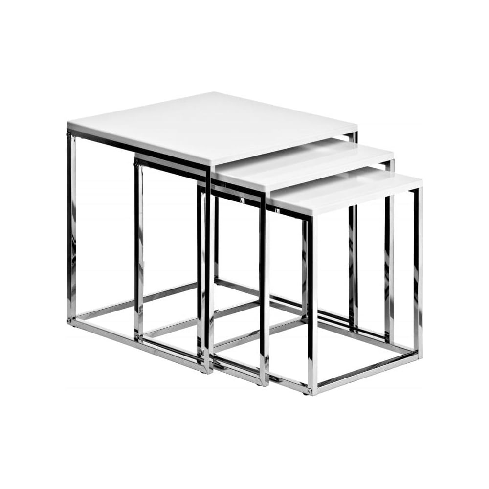 Nest of tables Square ( white and chrome )